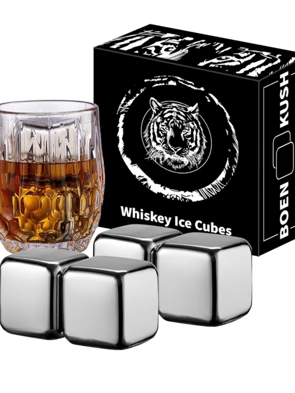 4 Large Whiskey Stones - Man Gift Set